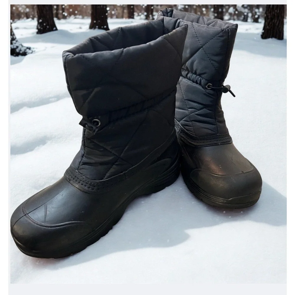 Ozark Trail Mens Black Quilted Nylon Rubber Shell Winter‎ Snow Boots Size 7